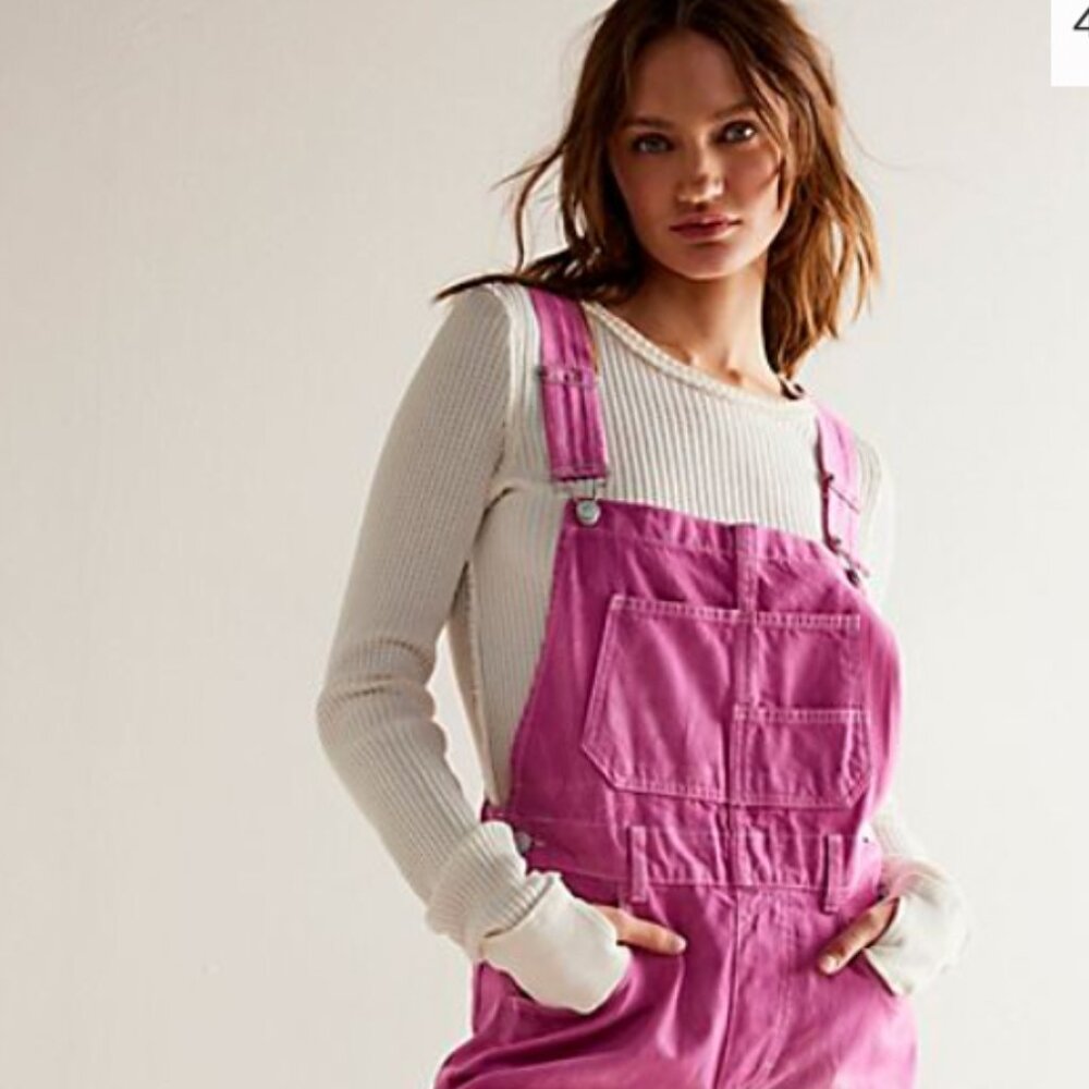 Free People Ziggy Denim Overalls - We the Free - Pink - LAST ONE IN STOCK! - Picture 9 of 16